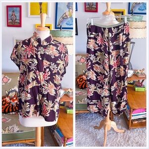 Retro 1940s Style Set | Tropical | Blouse | Pants | Loco Lindo | M L | 40s